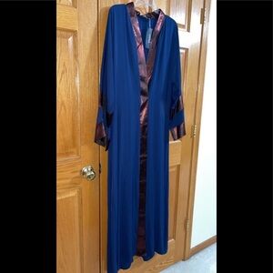 Abaya Dress Size 16 / 18 Middle Eastern Navy Blue Long Sleeves Maxi Kaftan NEW